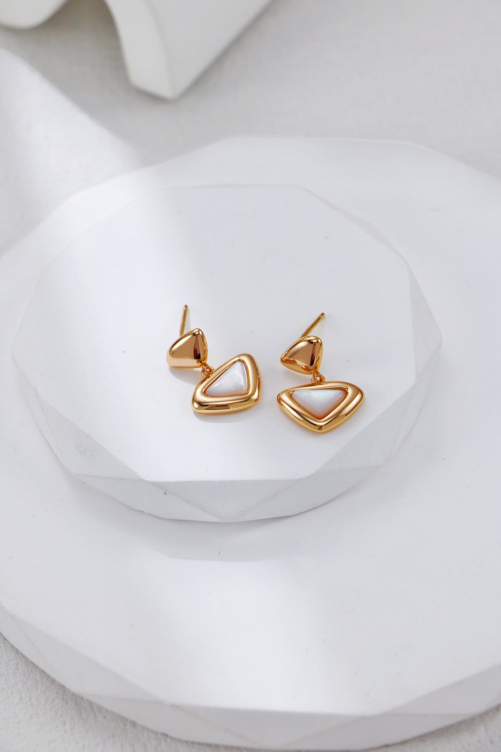 Triangle Mother of Pearl Earrings and Necklace Set