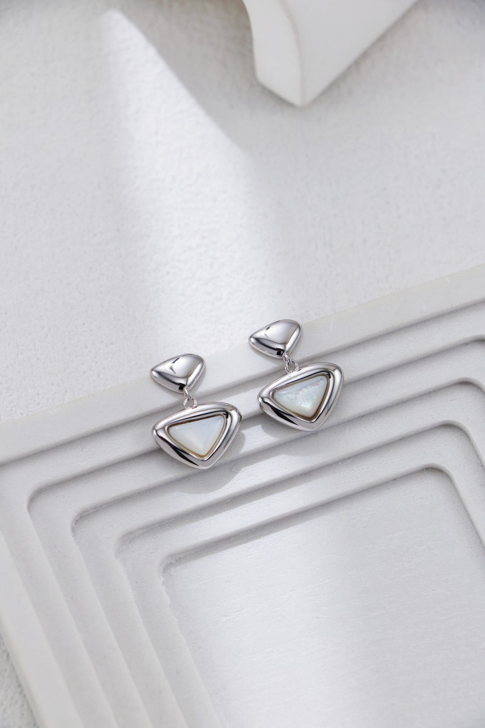 Triangle Mother of Pearl Earrings and Necklace Set