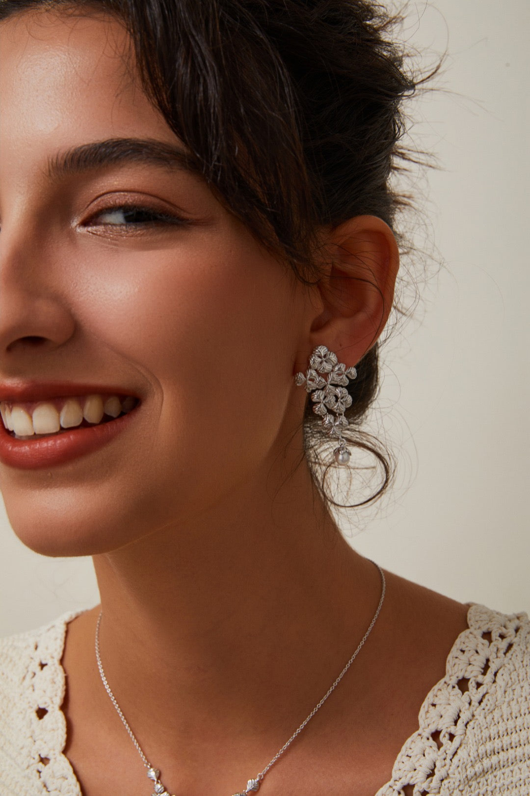 Floral Earrings and Necklace Set