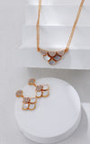 Mother of Pearl Zircon Layered Earrings and Necklace Set