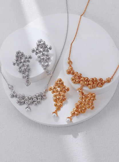 Floral Earrings and Necklace Set