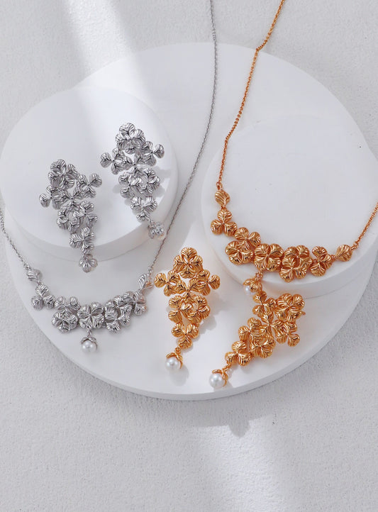 Floral Earrings and Necklace Set