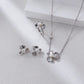 Floral Petal Zirconia Jewelry Set – Necklace, Earrings & Ring for Women, Elegant Gift, Dainty Flower Design, Bridesmaid Jewelry, Wedding Accessories