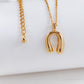 Lucky Horseshoe Jewelry Set – Handmade Gold Necklace and Matching Earrings for Women, Gift for Her, Minimalist Elegant Design