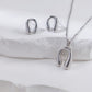 Lucky Horseshoe Jewelry Set – Handmade Gold Necklace and Matching Earrings for Women, Gift for Her, Minimalist Elegant Design